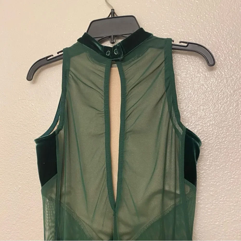Kelle Dance costume solo jumpsuit unitard SHIFTING LINES 6152 green velvet LA